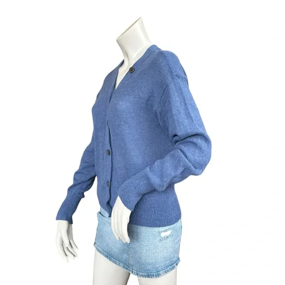Madewell Blue Alpaca Blend Long Sleeve Cropped V Neck Cardigan Sweater Medium - Picture 8 of 9